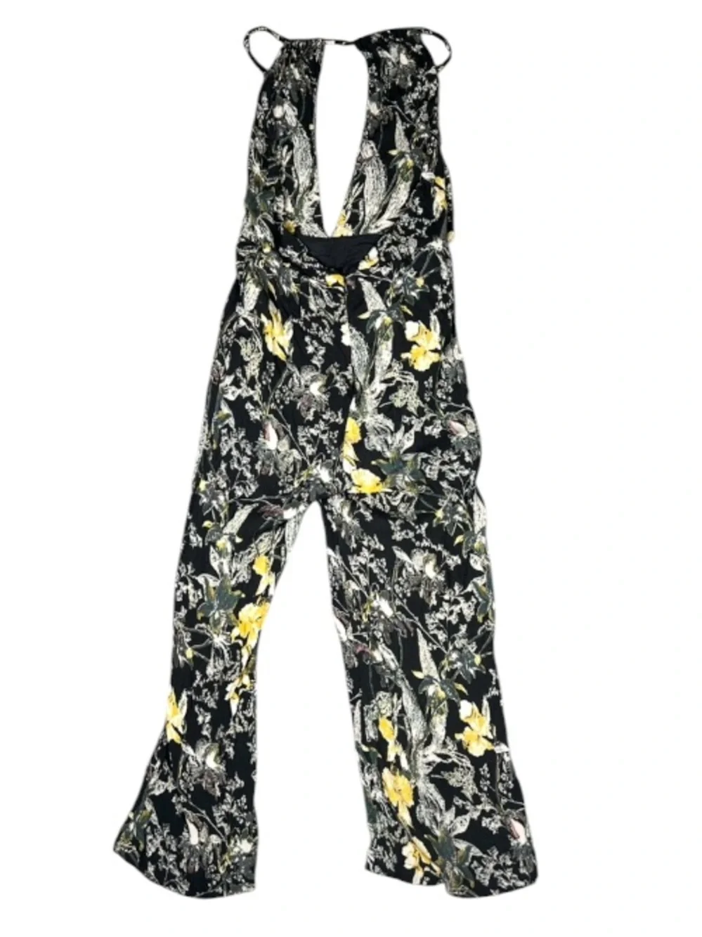 Free People Jumpsuit Womens 6 Twisted Halter Floral Boho Beachy Whimsy One Piece